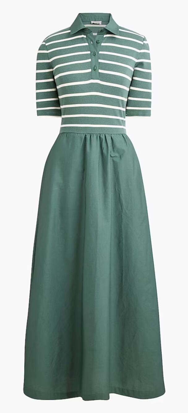 J Crew Factory | NWT Striped collared knit dress Pale Spinach Ivory Sage | Sz L